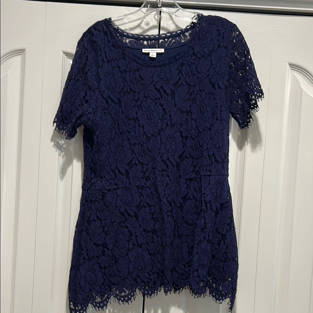 Isaac Mizrahi Blue Lace  Blouse